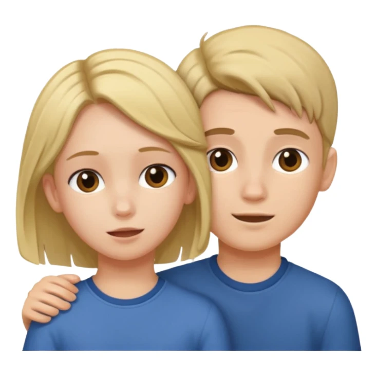 a boy putting a girls hair behind her ears sticker