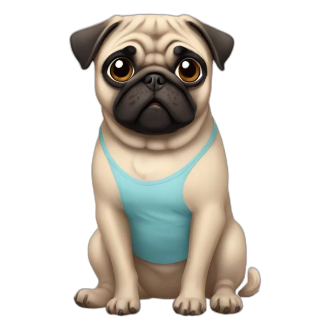 pug wearing a t-shirt sticker