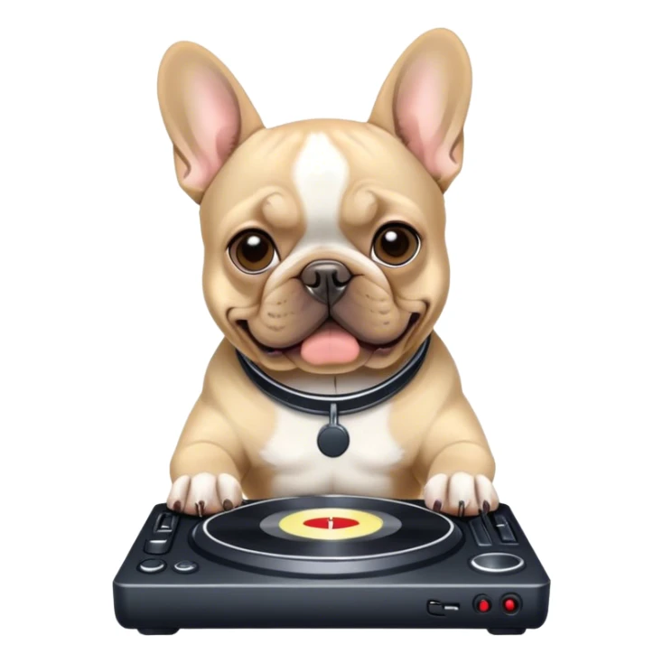een franse bulldog DJ sticker