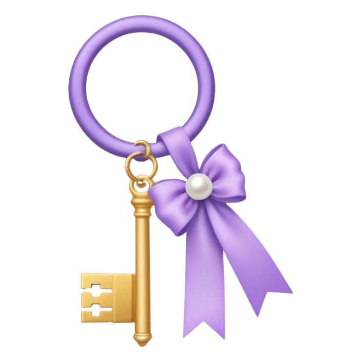 aesthetic key with a lilac style ribbon and pearls sticker