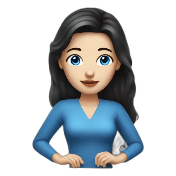 a woman with blue eyes and dark hair realism sticker