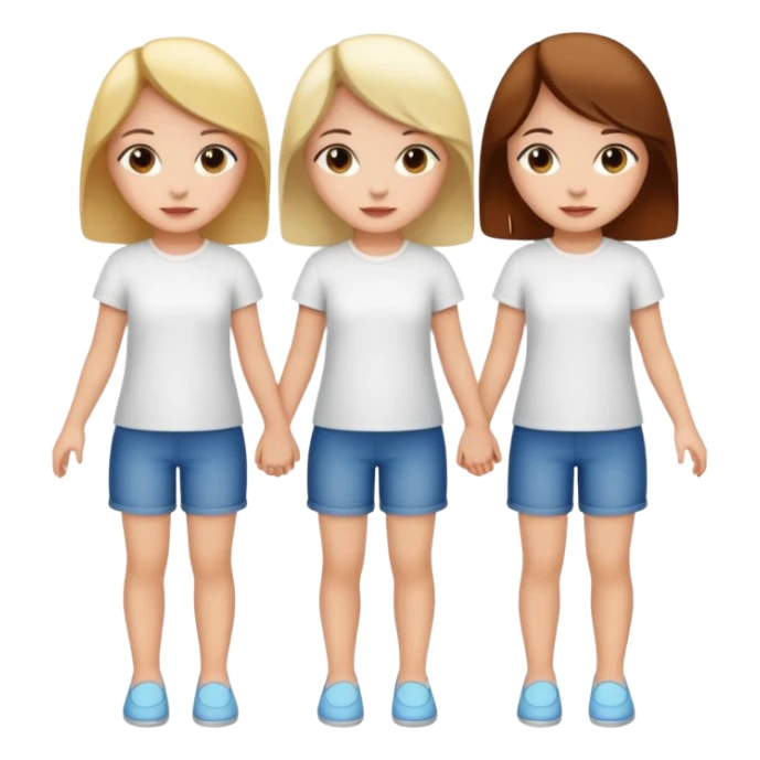 3 girls holding hand wearing white shirt sticker