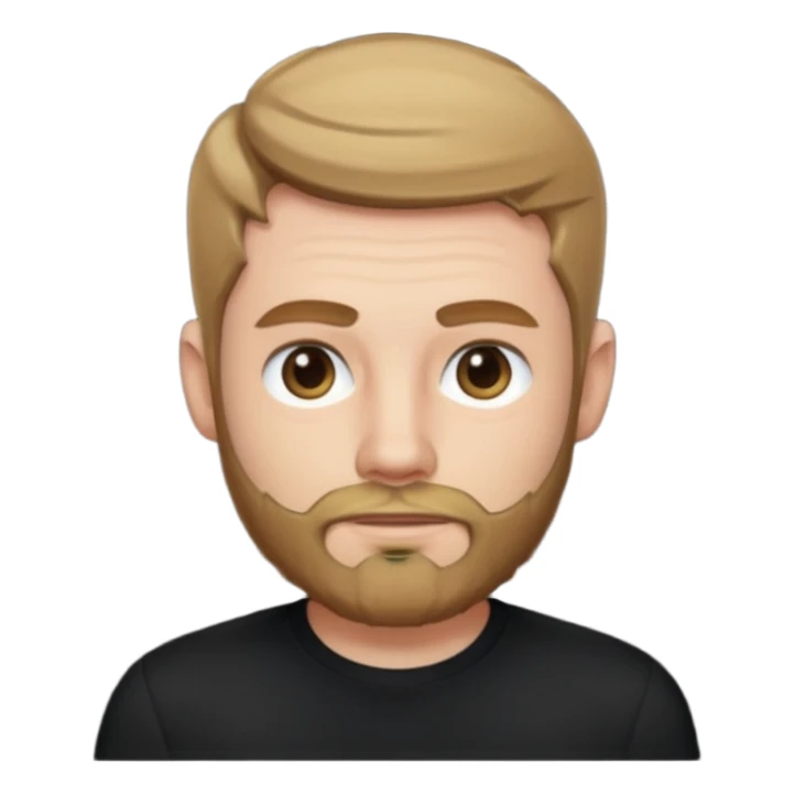 8-BitRyan with dark blonde hair and thin buzz beard, black shirt sticker