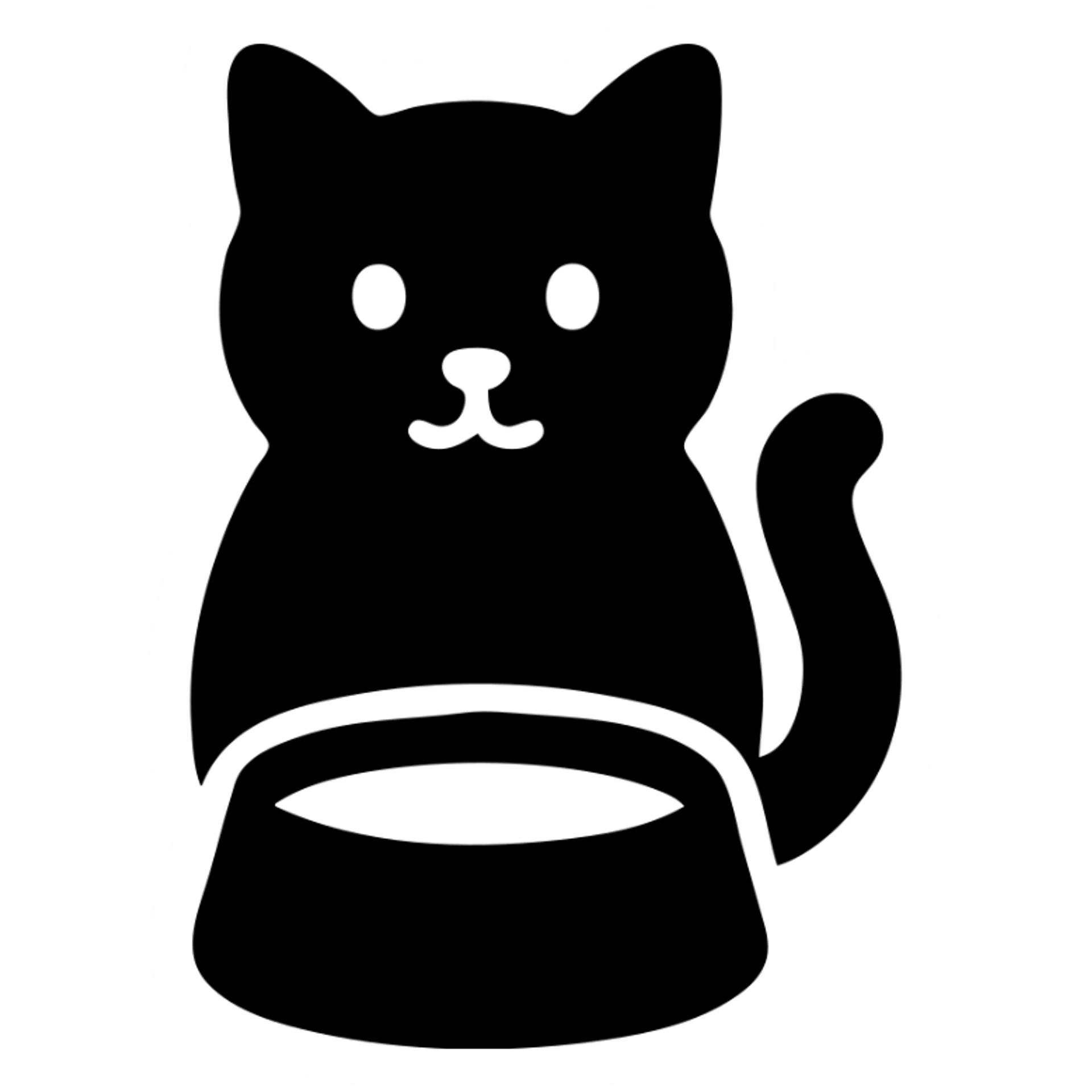 solid filled icon of a cat with a bowl of milk sticker