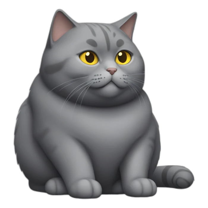 Fat Russian grey cat with golden eyes sitting like a person playing PlayStation 5 sticker