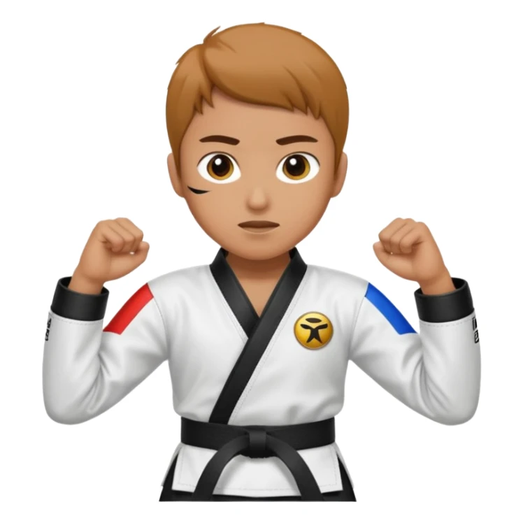 Perfecto pero el uniforme debe ser de taekwondo de ATA cinturón negro sticker