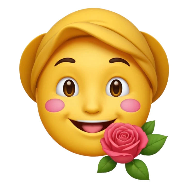 Simple emoji with a rose in his mouth sticker