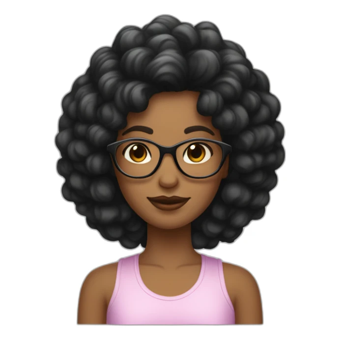 Fille peau clair cheveux noirs longs ondulés et lunettes de vue sticker