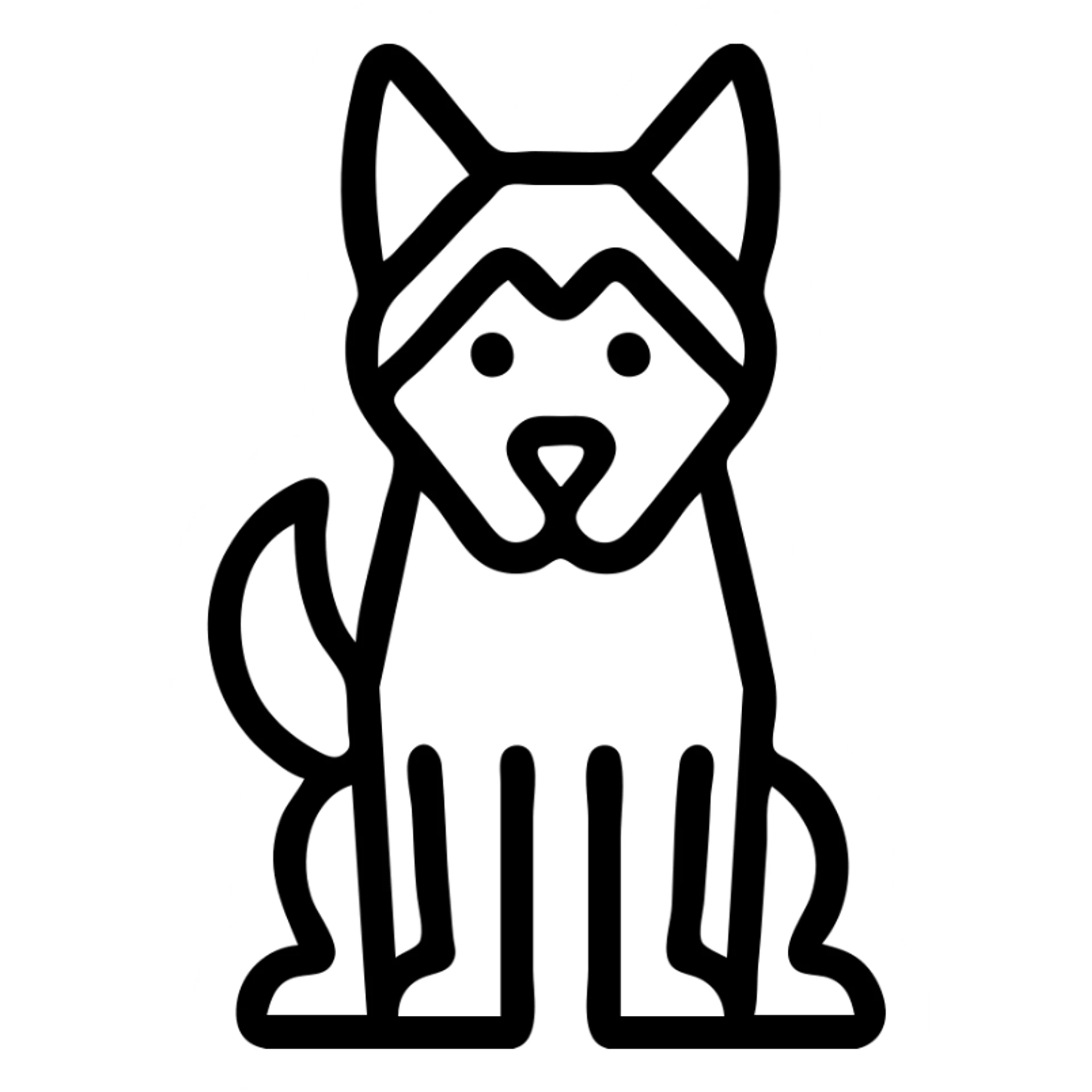 minimalistic icon of a black husky dog, full body, facing forward sticker