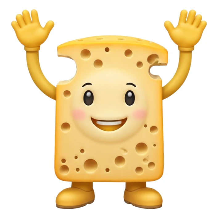 A cheese with arms and legs and gritted teethwith the arms being half circles sticker