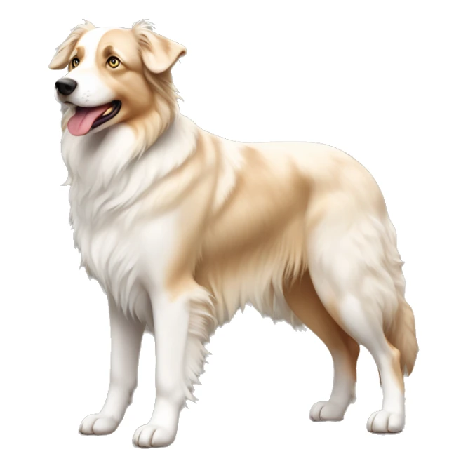 a full body, tan, cream, white Australian Shepard sticker
