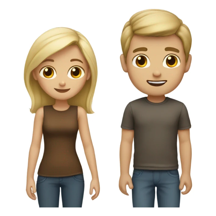 Blonde girl with boy with brow hair  sticker