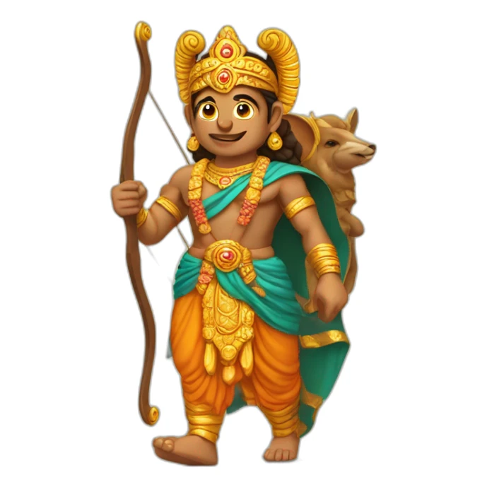 Lord Ram holding his bow with his quiver on his back and walking with Sita sticker
