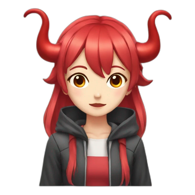 girl with red horns from anime sticker