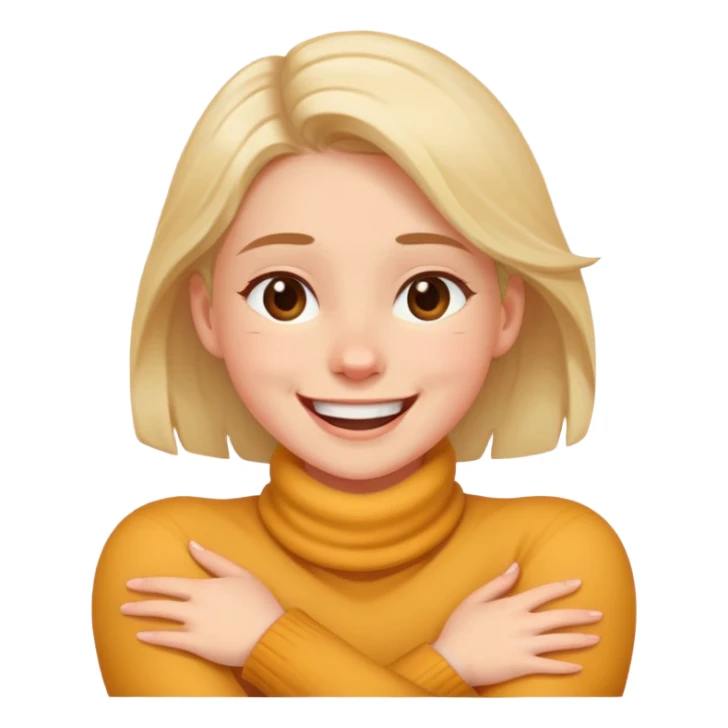 Girl crossing her arms around her neck laughing  sticker