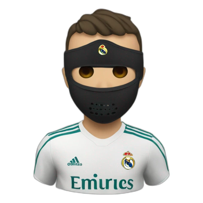 Ronaldo with real madrid shirt with a black mask sticker