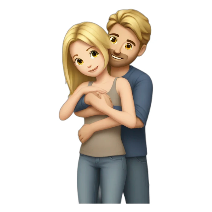 Hug blond girl brown-hair man sticker