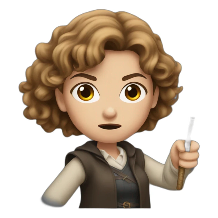 angry hermione granger holding a wand sticker