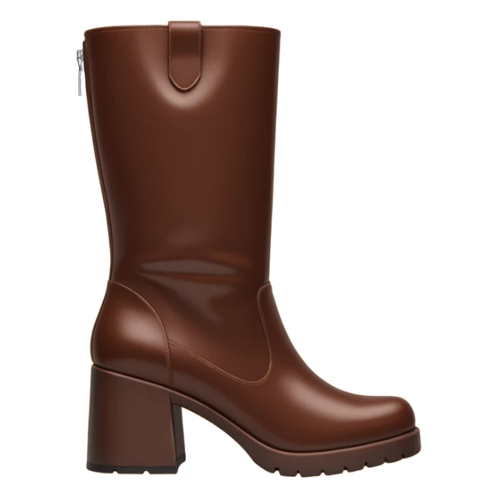 chocolate brown y2k boots block heeled, side zipper sticker
