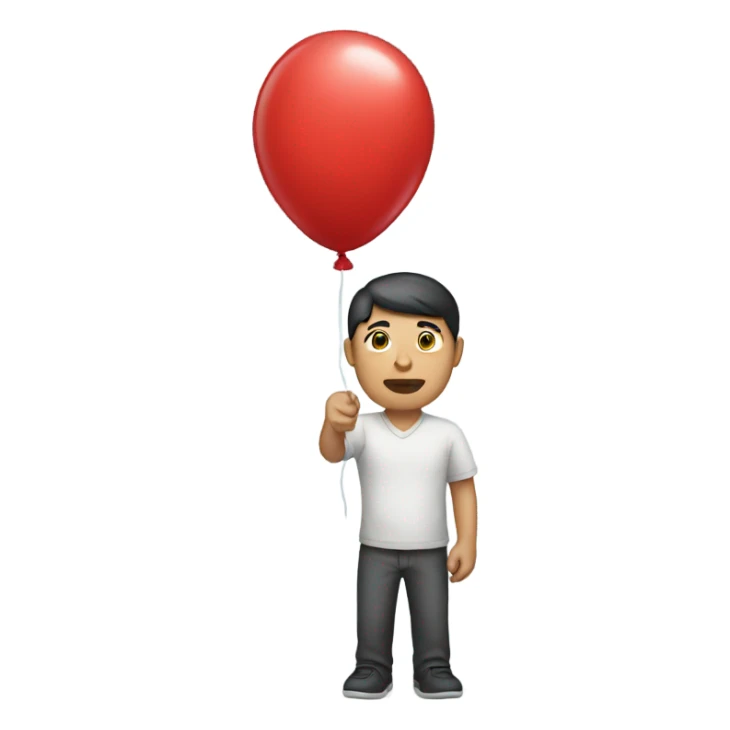 Asian man holding red balloon  sticker