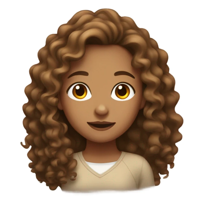 A tan girl, with long brown curly hair  sticker