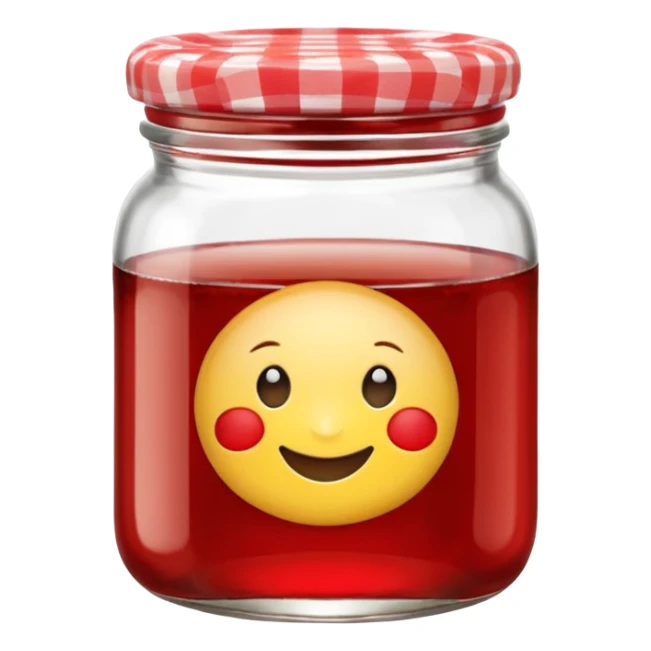 Bonne Maman jam jar, glass, red gingham lid, minimal, cute emoji style sticker