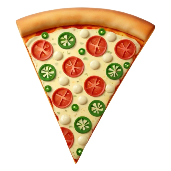Italian cuisine HUMANLESS avatar in bright emoji-style illustration. Pizza slice or pasta, red green colors, simple shapes, flat design, cheerful and expressive. sticker
