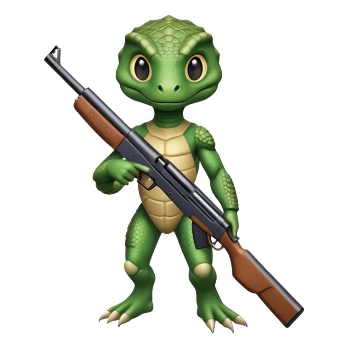 reptilian humanoid with shotgun sticker