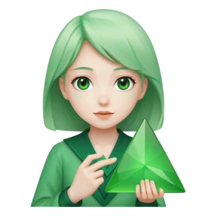 anime girl holding green triangle sticker