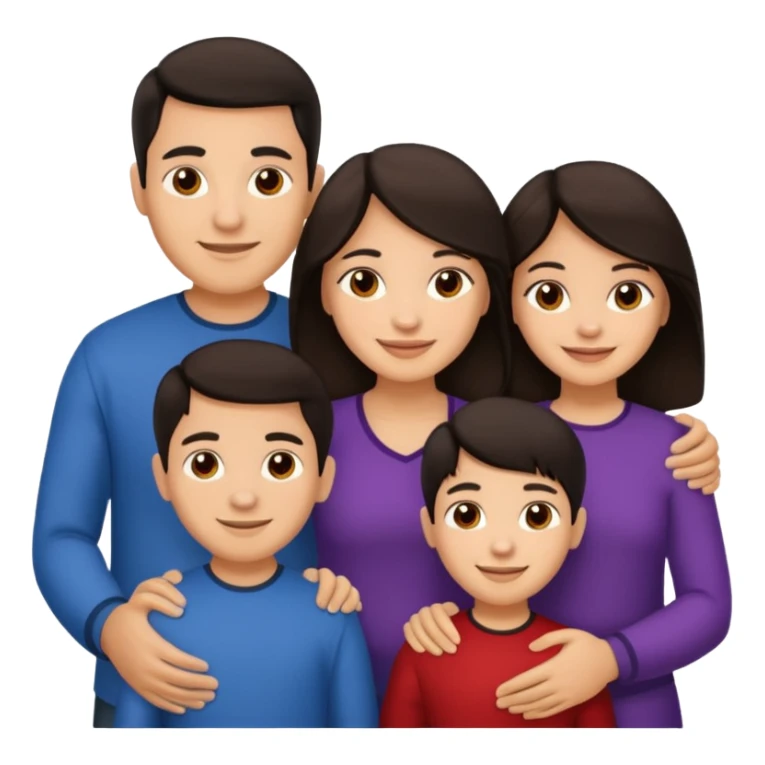 Light skin dark hair, Hispanic family of 6 sticker