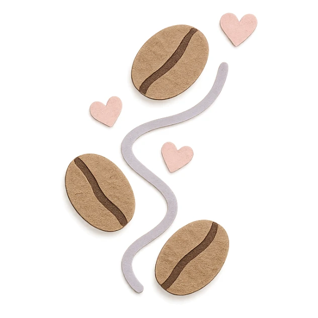 coffee bean trail border with tiny hearts, soft pastel hand-drawn design sticker
