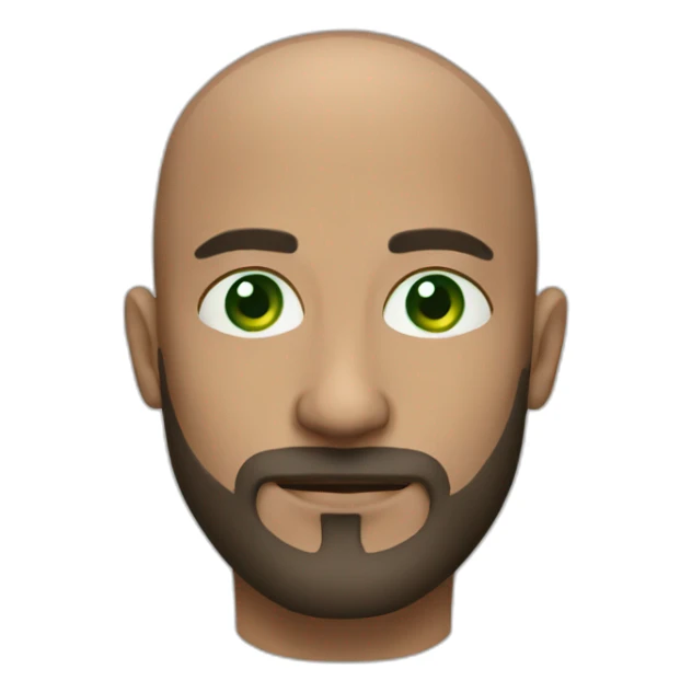 Man 40 years bald with beard green eyes sticker