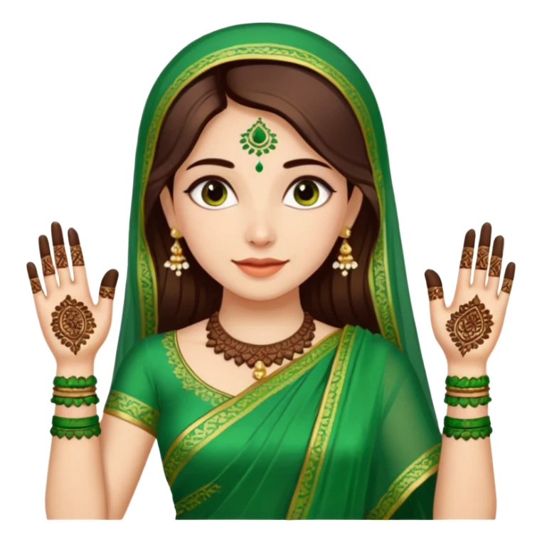 bride in mehendi Ceremony in green saree sticker