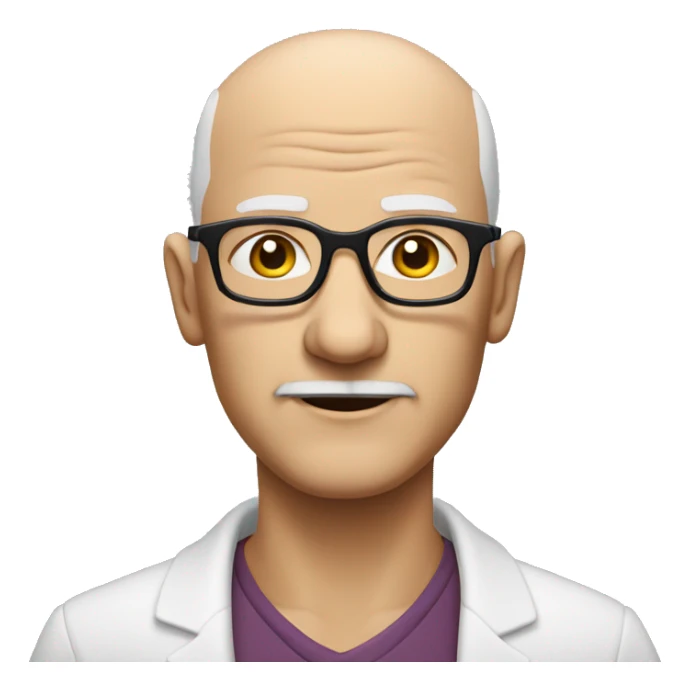 Bald old man without moustache and with spectacles. Slightly plum sticker