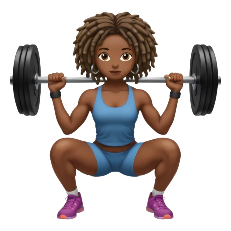 Black girl with locs squatting a barbell sticker