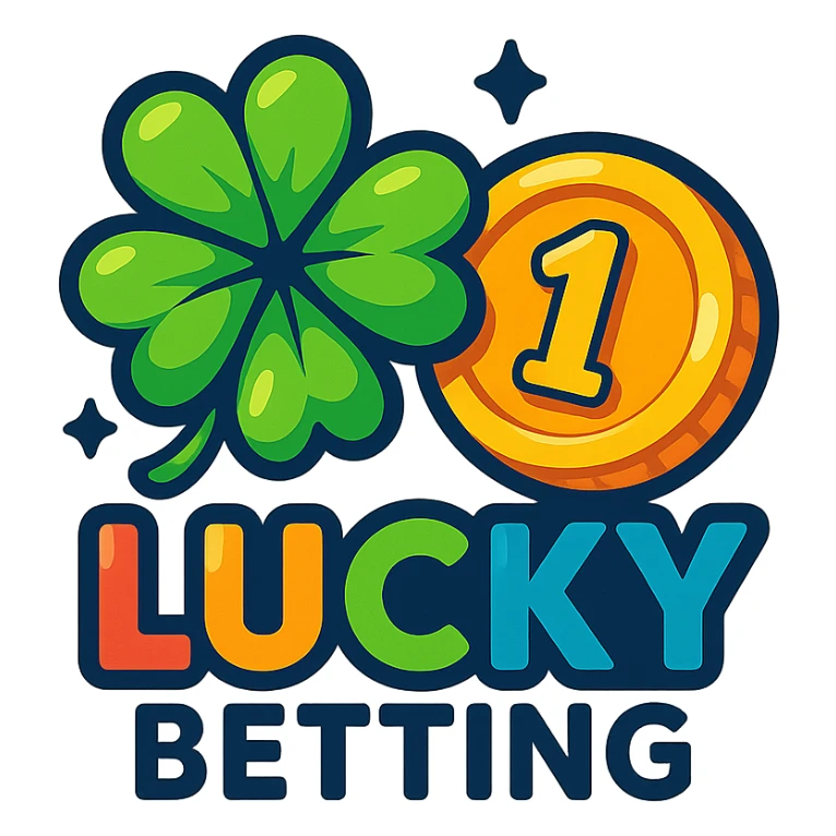 playful and colorful betting logo with a lucky clover and coin sticker