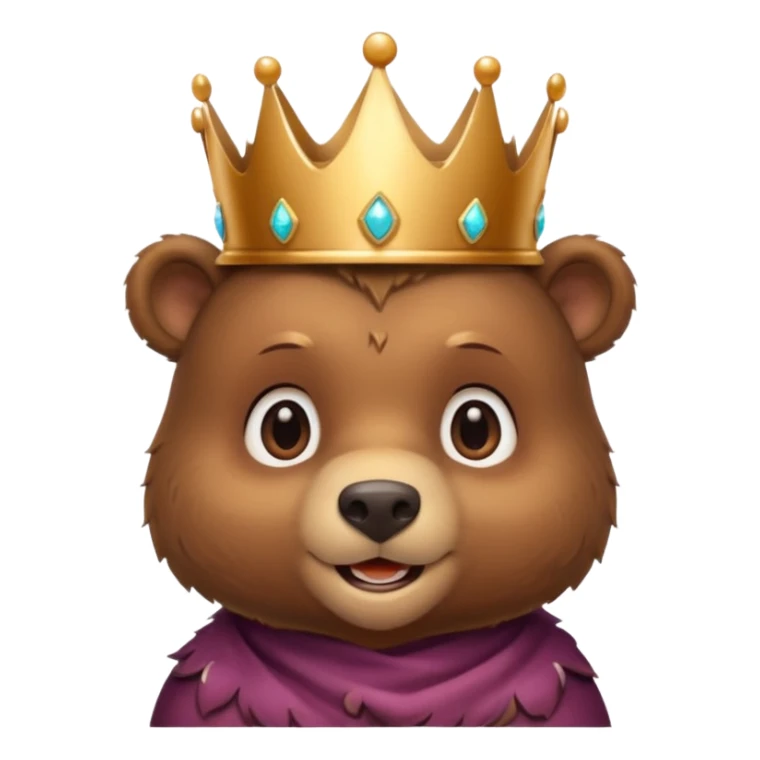 Bear Prince – brown bear cub with a shiny bronze crown, gentle smile. sticker