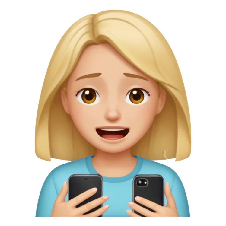 Girl crying laughing at a funny video on her phone sticker