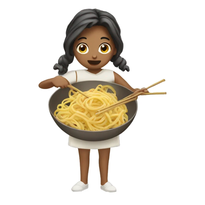 a girl eating roman noodles  sticker