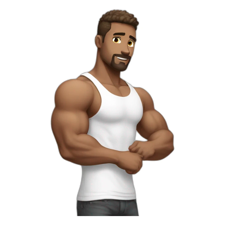 muscular guy with white tank top sticker