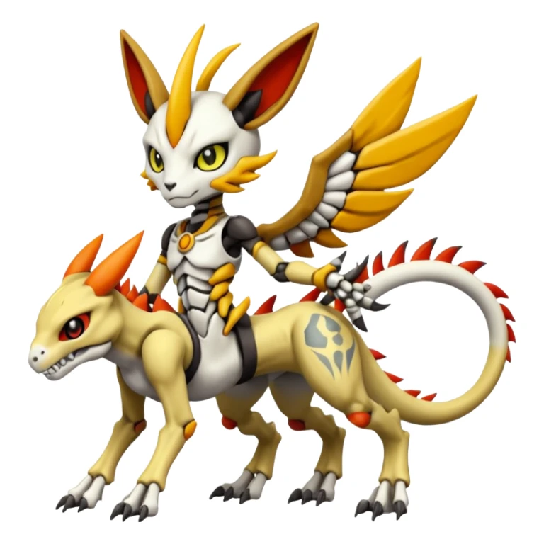Anthro Digitigrade Cool Badass Skeletal Meloetta-Wargreymon-Renamon-Guilmon-Pokémon-Digimon-Fakémon-fusion-hybrid-creature sticker