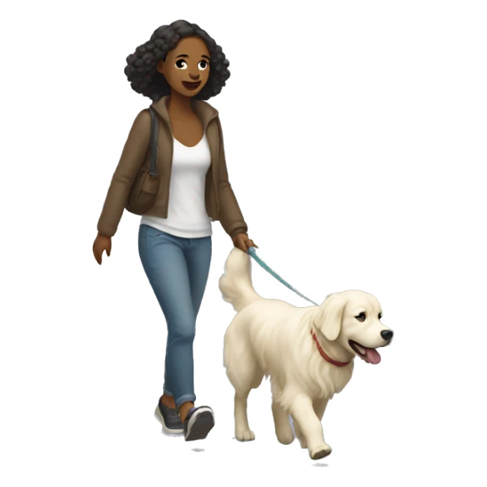 Woman walking a white golden retriever sticker