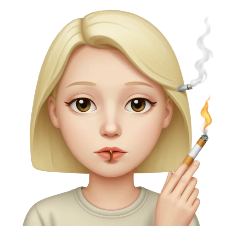 Face with low eyelids and cigarette in mouth  sticker