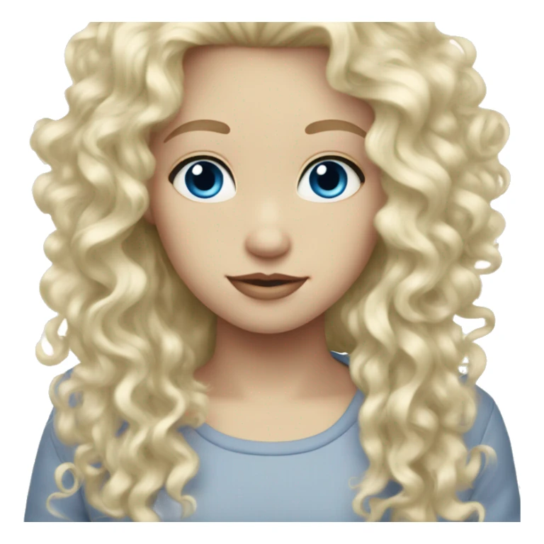 white pale blonde curly hair blue eyes  sticker