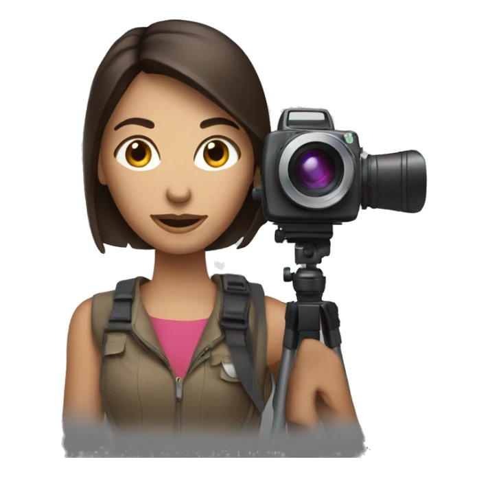 Brunette Woman with video camera on shoulder sticker