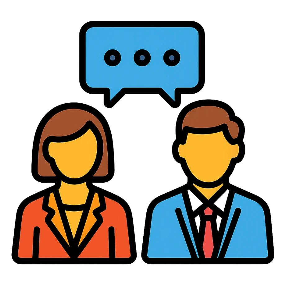 meeting people icon, professional modern style, clean lines, suitable for business use sticker
