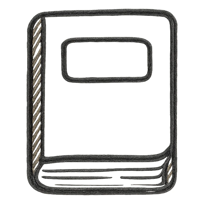 hand-drawn outlined icon of a book, no fill, black lines only sticker
