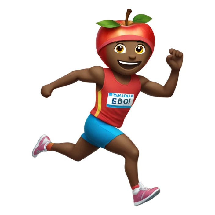 apple sprinting, wearing a headband and waving arms sticker