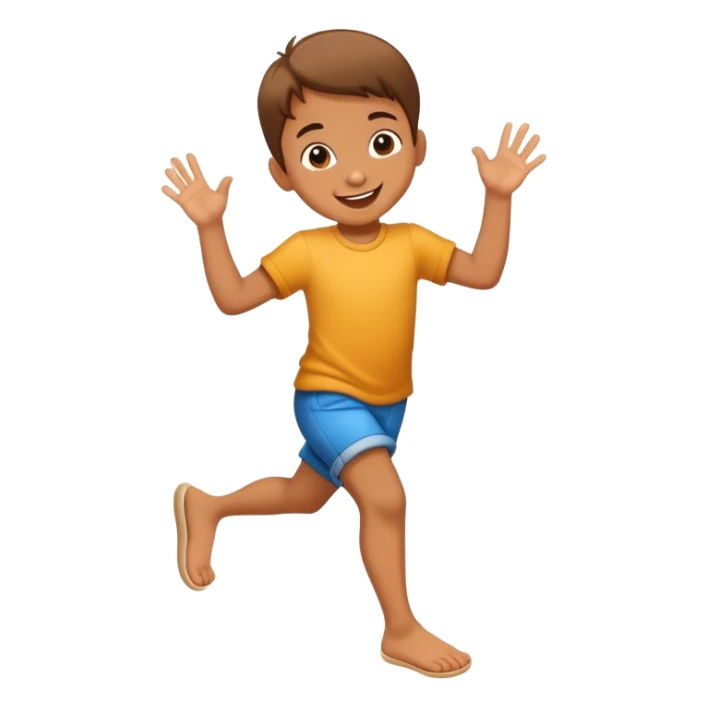child hopping on one foot, cheerful and playful sticker