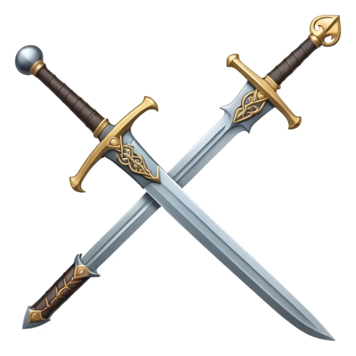 Medieval iron sword with detailed hilt and blade sticker